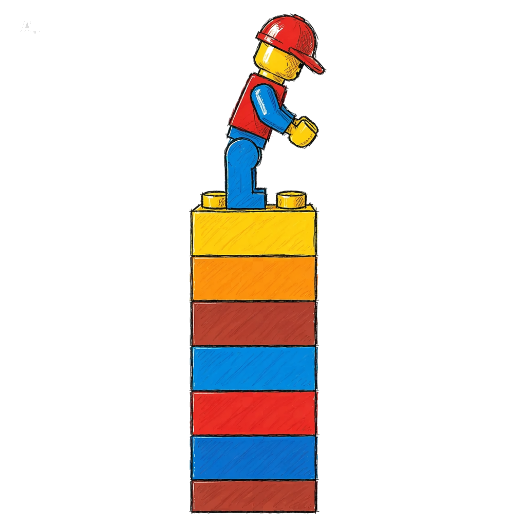 Torre de bloques Lego representando el sistema modular
