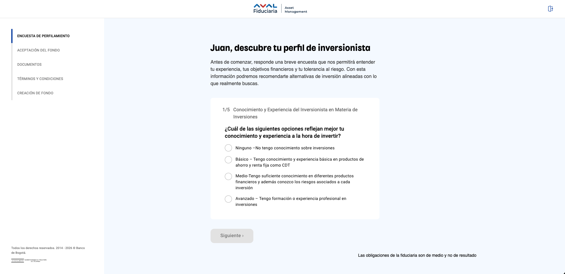 Encuesta de perfilamiento
